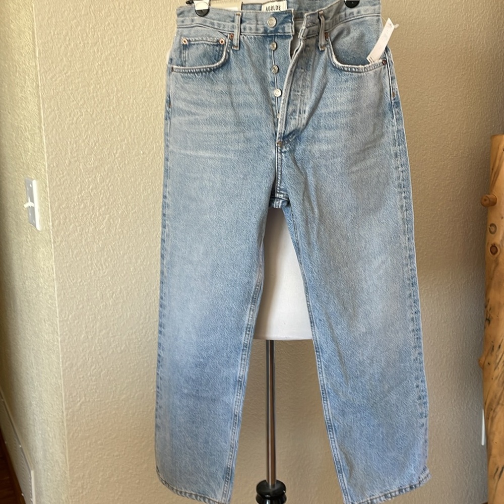 Agolde 90s Crop Mid Rise Loose Straight Blue Straight Jeans Classic Fit